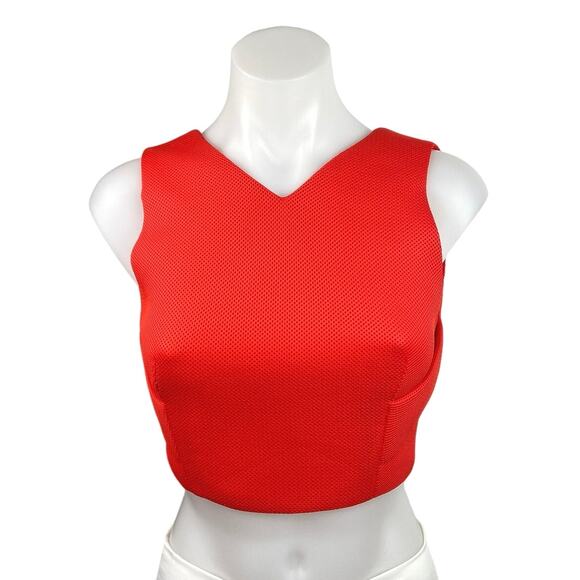 Nicholas Red Scuba V Neck Sleeveless Open Back Chic Crop Tank Top Size 4 - Picture 1 of 5